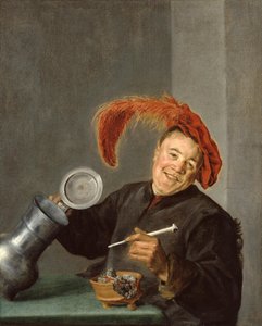 Uomo allegro con in mano una brocca di peltro e una pipa da Judith Leyster