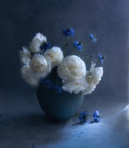 Natura morta floreale blu scuro da Judy Tseng
