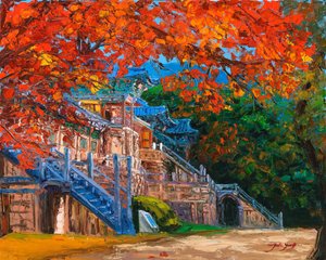 Un tempio dai colori vivaci in autunno da Jukyong Park