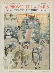 Visita del re Alfonso XIII di Spagna a Parigi. Illustrazione per Le Rire