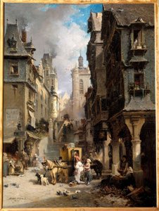 Una via di Morlaix nel 1830 da Jules Achille Noel
