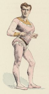 Uomo forte del circo, con petto pronunciato