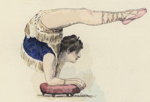 Ginnasta femminile che fa la verticale sui gomiti