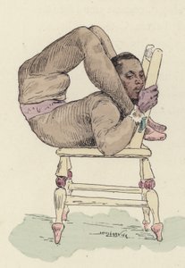 Contorsionista del Circo su una sedia