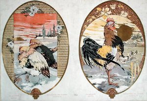 Gallo e polli, design per uno schermo, c.1900 da Jules Auguste Habert Dys