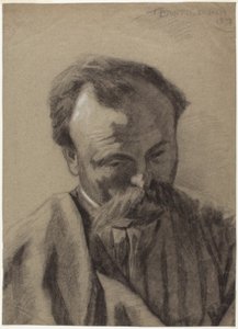 Autoritratto, 1877 ca. (gesso nero lumeggiato con gesso bianco, su carta grigia)