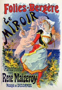 Arte. Intrattenimento. Lo specchio, spettacolo di mimo al cabaret Les Folies Bergeres, Parigi. Poster di Jules Cheret, Francia, c.1890 (poster)