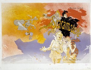 Copertina del libro Scaramouche di Maurice Lefevre. Illustrazione di Jules Cheret