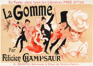 Stile di vita. Ballo a Parigi. Poster di Jules Cheret per la commedia: La Gomme, di Felicien Champsaur, c.1889. (poster) da Jules Cheret