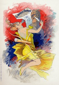 Letteratura. Il giornale Le Courrier Francais. Allegoria di Jules Cheret, Francia, c.1890