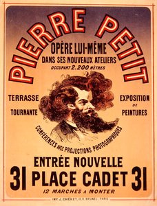 Poster pubblicitario dei nuovi studi di Pierre Petit da Jules Cheret