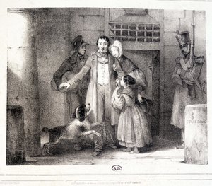 Uomo che lascia la prigione e si riunisce con la sua famiglia, c. 1830 da Jules David