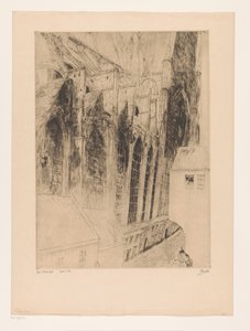 Veduta della facciata laterale della Chiesa di San Nicola a Gand da Jules De Bruycker (signed by artist)