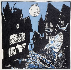 Le città nel Medioevo: una strada di notte - in "Histoire de France" di Jules Depaquit, ed. Jonquières, Parigi