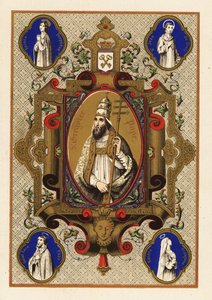 Ritratto di San Gregorio, Papa Gregorio I, con triregno o tripla corona, e ferula papale, all