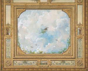 Progetto per un soffitto decorato con nuvole e uccelli da Jules Edmond Charles Lachaise and Eugène Pierre Gourdet