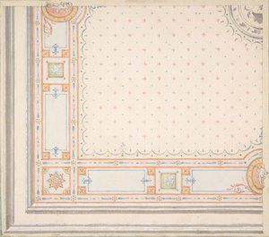 Progetto per un soffitto (recto), misure con codice di design (verso), seconda metà del XIX secolo. Creatori: Jules-Edmond-Charles Lachaise, Eugène-Pierre Gourdet da Jules Edmond Charles Lachaise and Eugène Pierre Gourdet