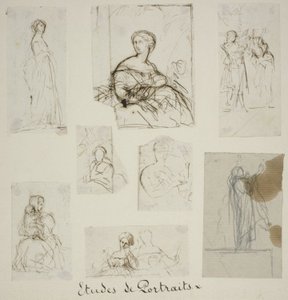 Gruppo di studi di ritratti e composizioni da Jules Elie Delaunay