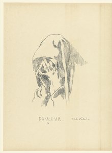 Testa di donna in lutto con il viso tra le mani da Jules Emmanuel Valadon