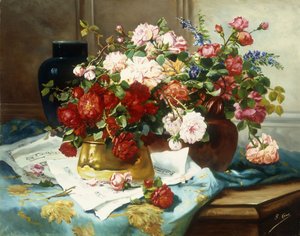 Natura morta con fiori e spartito musicale, c.1877