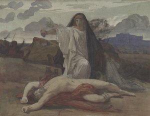 Antigone Dà Sepoltura Simbolica al Corpo di Suo Fratello Polinice da Jules Eugene Lenepveu