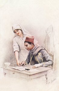 Lezione di lettura. Cartolina de 