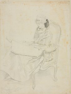 Giovane donna seduta che legge da Jules Jacquet