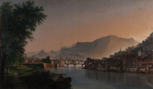 Veduta di Grenoble nel XIX secolo da Jules Jean Baptiste Guedy