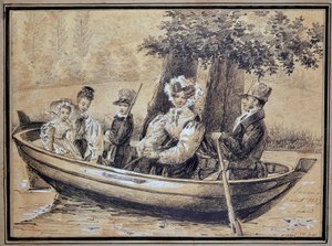 Famiglia di Ségur (il Conte, la Contessa e i loro figli) in barca - di J.H. Laure, agosto 1829