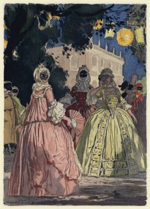 Illustrazione per le memorie di Casanova (litografia a colori) da Jules Marie Auguste Leroux