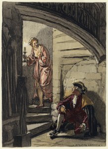 Illustrazione per le memorie di Casanova (litografia a colori) da Jules Marie Auguste Leroux