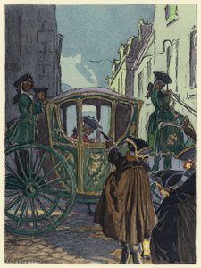 Illustrazione per le memorie di Casanova (litografia a colori) da Jules Marie Auguste Leroux