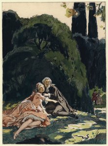 Illustrazione per le memorie di Casanova (litografia a colori) da Jules Marie Auguste Leroux