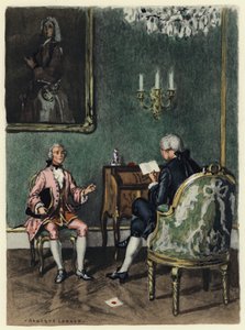 Illustrazione per le memorie di Casanova (litografia a colori) da Jules Marie Auguste Leroux