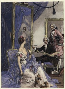 Illustrazione per le memorie di Casanova (litografia a colori)