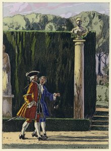 Illustrazione per le memorie di Casanova (litografia a colori) da Jules Marie Auguste Leroux