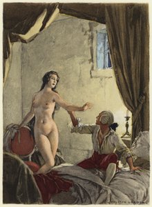 Illustrazione per le memorie di Casanova (litografia a colori) da Jules Marie Auguste Leroux