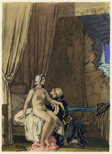 Illustrazione per le memorie di Casanova (litografia a colori) da Jules Marie Auguste Leroux