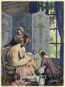 Illustrazione per le memorie di Casanova (litografia a colori) da Jules Marie Auguste Leroux