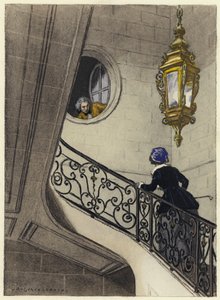 Illustrazione per le memorie di Casanova (litografia a colori) da Jules Marie Auguste Leroux