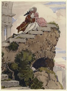 Illustrazione per le memorie di Casanova (litografia a colori) da Jules Marie Auguste Leroux