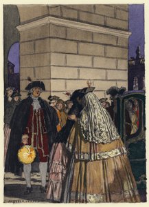 Illustrazione per le memorie di Casanova (litografia a colori) da Jules Marie Auguste Leroux