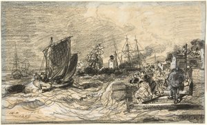 Porto bretone con una tempesta in arrivo da Jules Noël