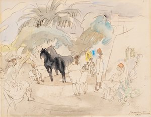 Figure e due cavalli in un paesaggio, 1921
