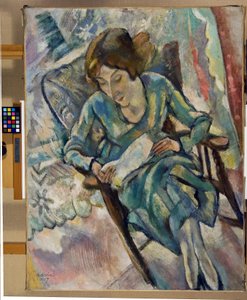 Ragazza in verde che legge, 1917