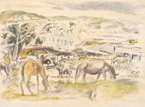 Cavalli nel paesaggio da Jules Pascin