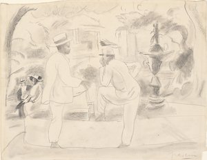 Due uomini nel parco da Jules Pascin
