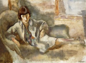 Donna su un divano; La Dame au Canape, c.1927 da Jules Pascin