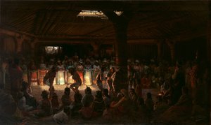 Danza in una casa rotonda sotterranea a Clear Lake, California da Jules Tavernier