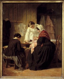 Tre donne che cuciono da Jules Trayer